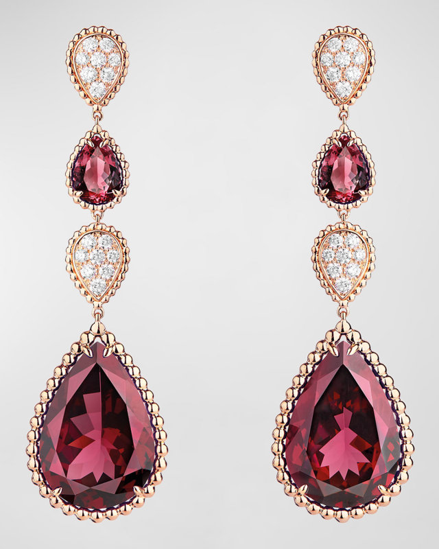 Serpent Boheme Rhodolite Garnet and Diamond Earrings